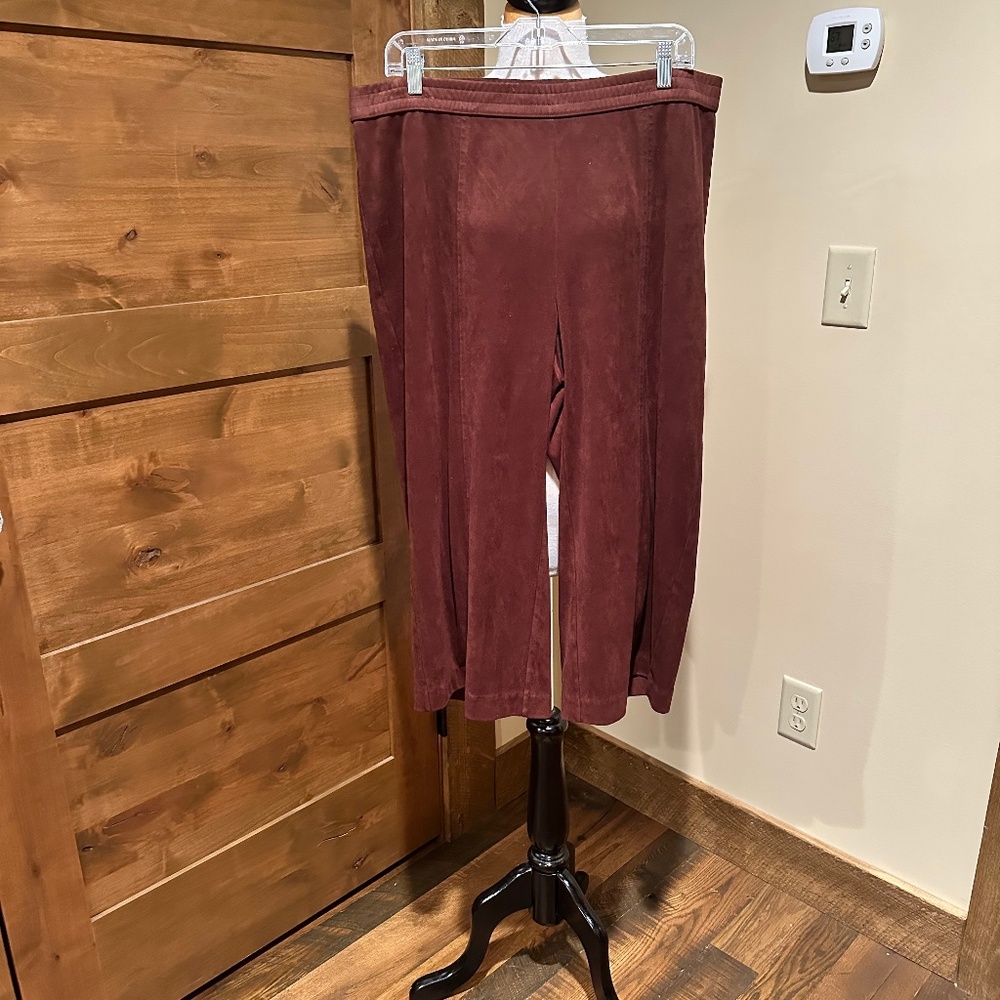 J. Jill faux suede pull on wide leg cropped pant XL petite